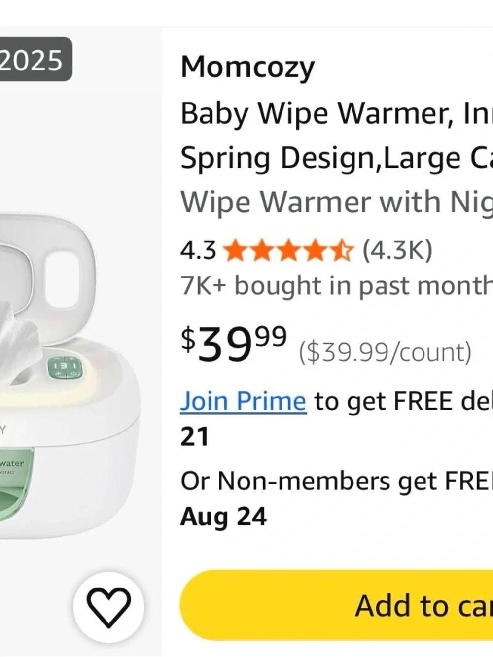 Momcozy White and Green Wipe Warmer — Gentle Heated Wipes